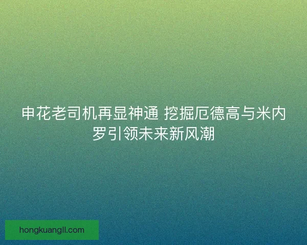 申花老司机再显神通 挖掘厄德高与米内罗引领未来新风潮 申花老司机再显神通 挖掘厄德高与米内罗引领未来新风潮
