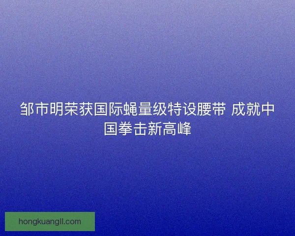 邹市明荣获国际蝇量级特设腰带 成就中国拳击新高峰 邹市明荣获国际蝇量级特设腰带 成就中国拳击新高峰