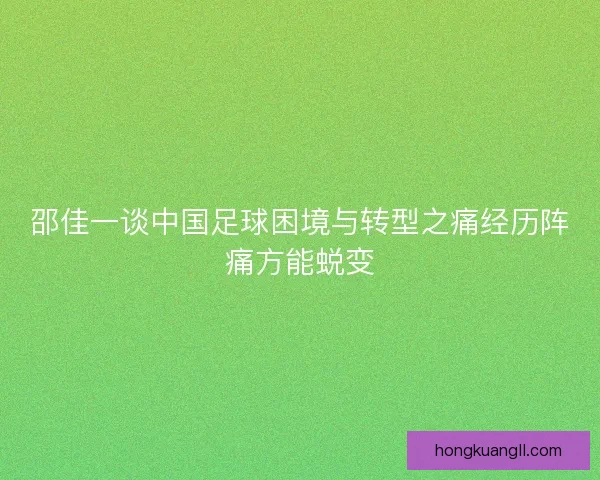 邵佳一谈中国足球困境与转型之痛经历阵痛方能蜕变